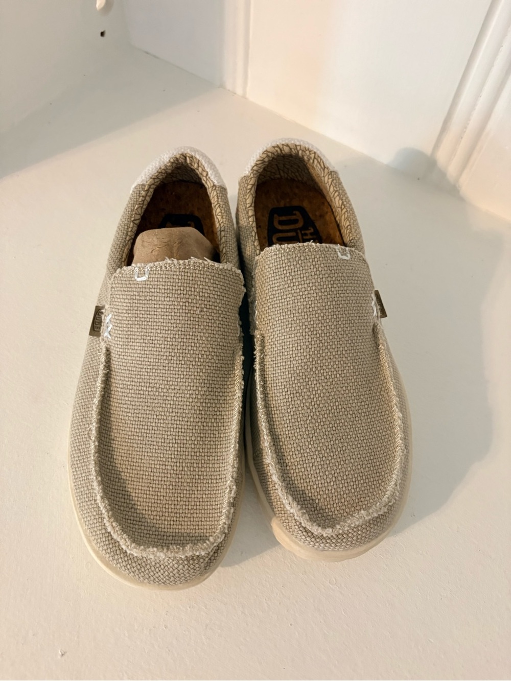 Hey Dude Beige Canvas Slip-On Loafers